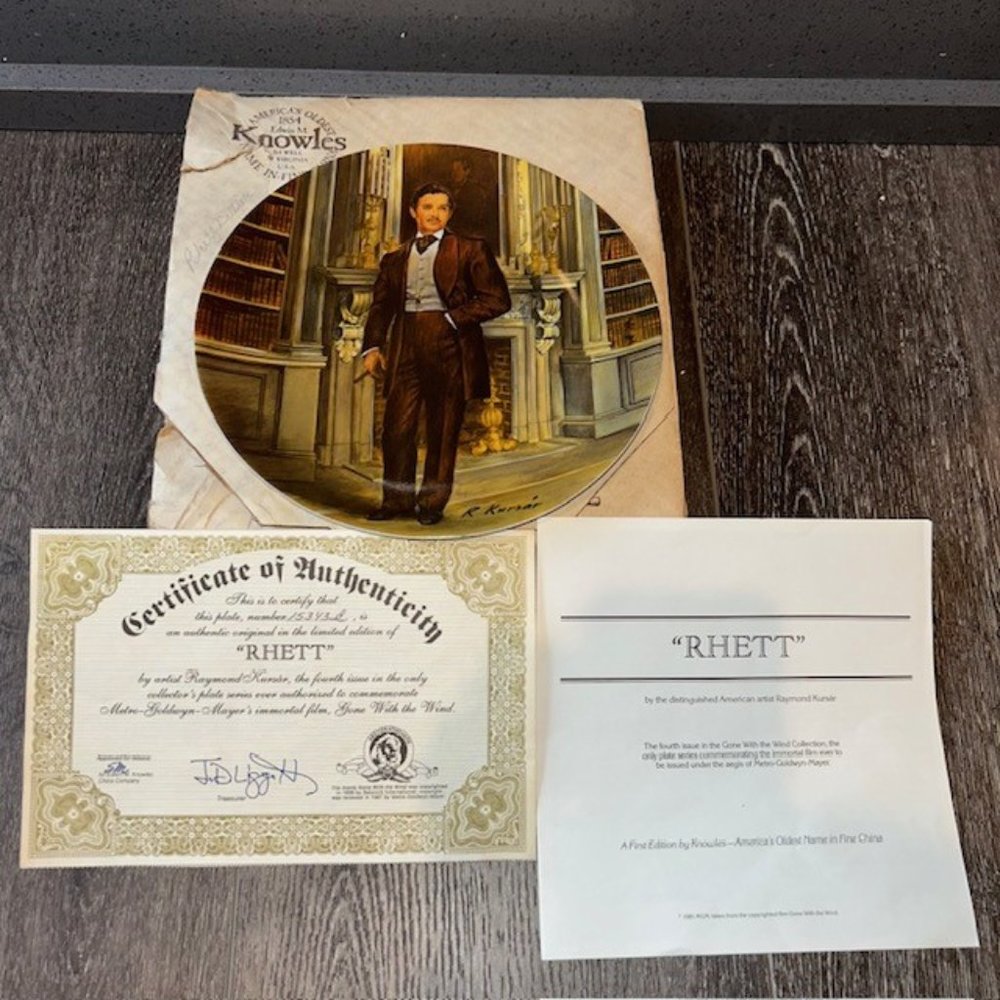 Knowles 1981 Gone With The Wind Rhett Plate Limited Edition Plate #15343E NIB